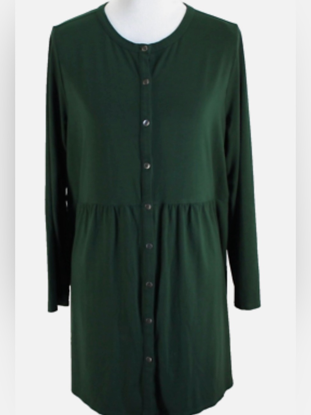 J. Jill Emerald Green Long-Sleeve Button-Front Dress